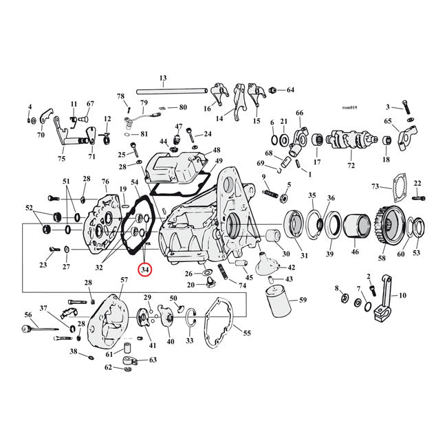 JIMS, retaining ring, main/countershaft bearing