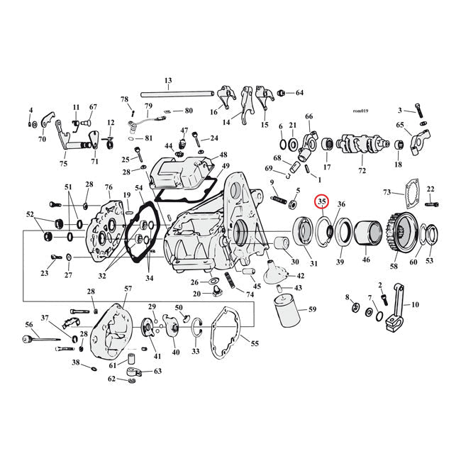 JIMS, retaining ring mainshaft bearing, left