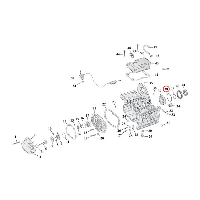 JIMS, retaining ring mainshaft bearing, left