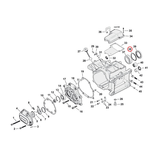 JIMS, retaining ring mainshaft bearing, left