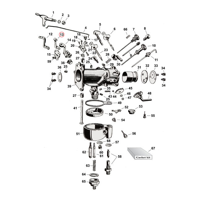 Lever throttle incl screws,low model