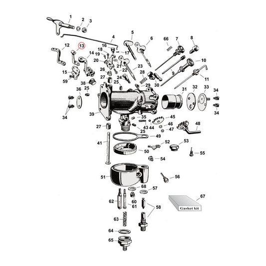 Lever throttle incl screws,low model