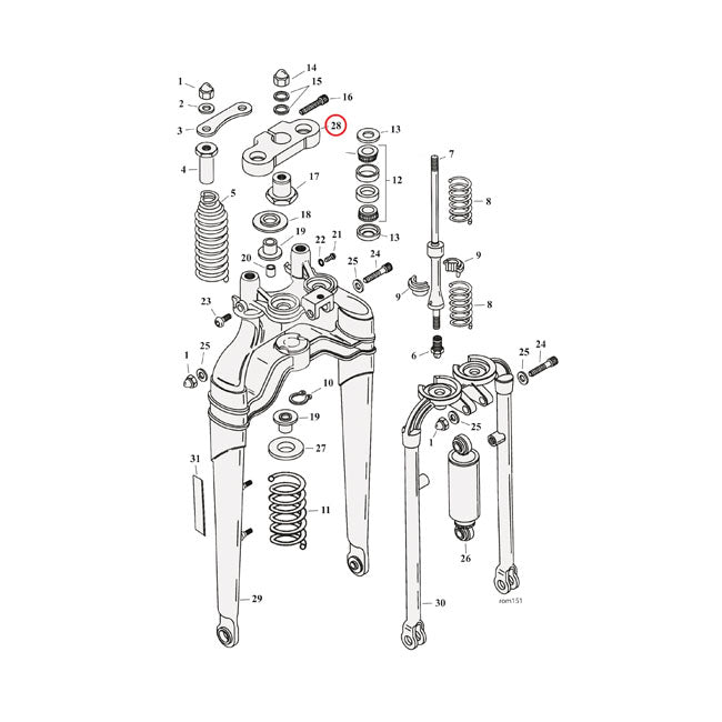 Upper triple clamp, springer