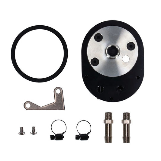 Jagg, offset oil filter adapter with VRP. Black