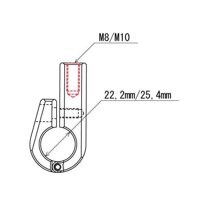 Daytona, universal bracket. Top mount. 7/8" ID, M10 thread