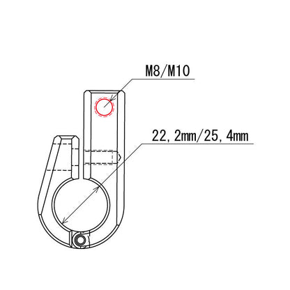 Daytona, universal bracket. Side-mount. 7/8" ID. M8 thread