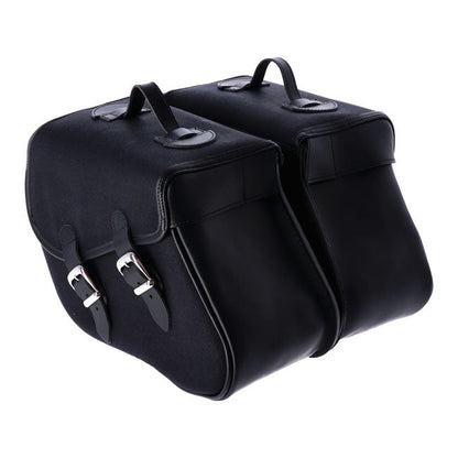 Longride, Heritage waxed cotton saddlebags. Black