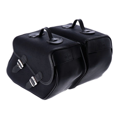 Longride, Heritage waxed cotton saddlebags. Black