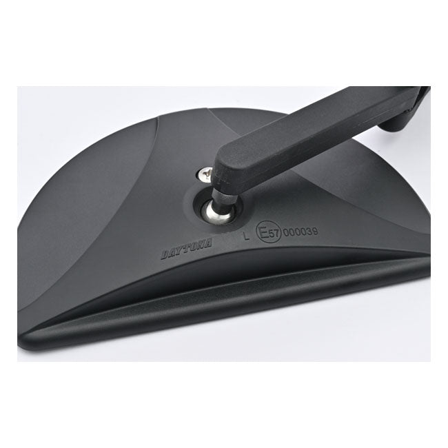 Daytona, clamp-on D-Mirror-19 Half Moon. Black. L&R