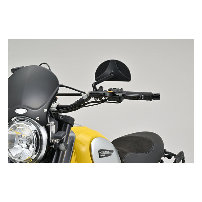 Daytona, clamp-on D-Mirror-19 Half Moon. Black. L&R