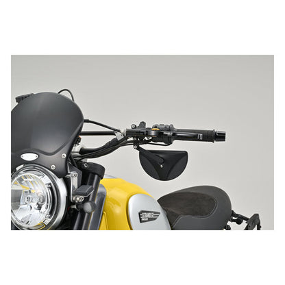 Daytona, clamp-on D-Mirror-19 Half Moon. Black. L&R