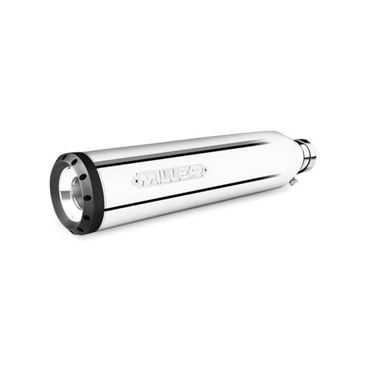 *2 WEEKS EXTRA TRANSIT TIME* Miller, Silverado III slip-on mufflers. Euro 4. Polished