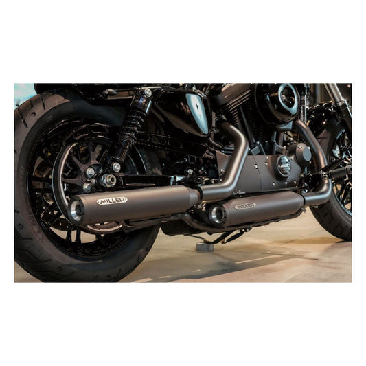 *2 WEEKS EXTRA TRANSIT TIME* Miller, Silverado III slip-on mufflers. Euro 4. Matte black