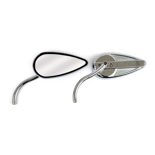 Retro teardrop mirror set. Chrome, radii round stem