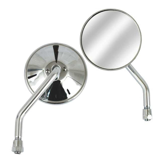 3-3/8" round custom mirror, left, 10mm. Chrome