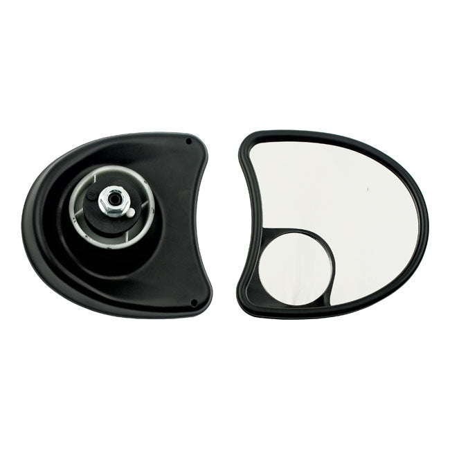 Touring fairing mount mirror kit. Dual vision, black