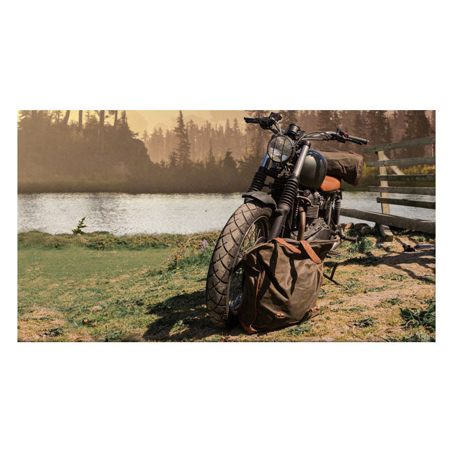 Longride, ''Old Chopper'' waxed cotton saddlebag Khaki