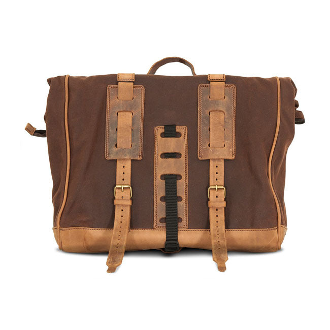 Longride, ''Old Chopper'' waxed cotton saddlebag Marron Brown