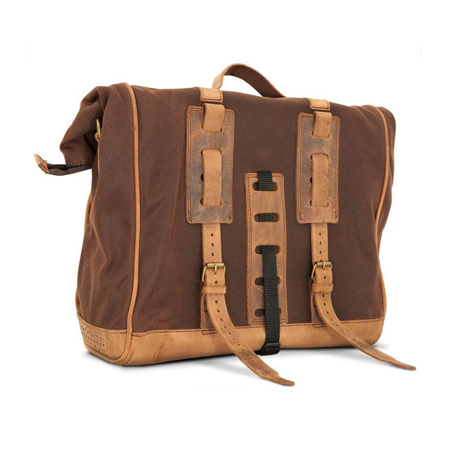 Longride, ''Old Chopper'' waxed cotton saddlebag Marron Brown