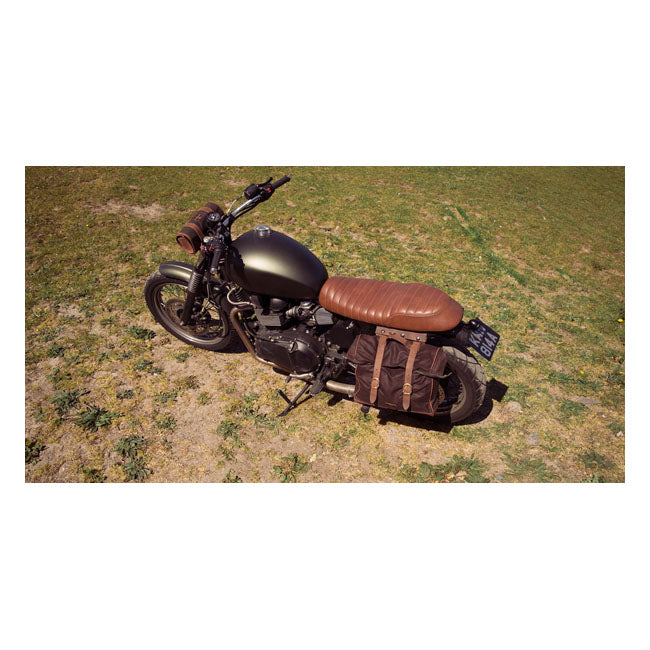 Longride, ''Old Chopper'' waxed cotton saddlebag Marron Brown