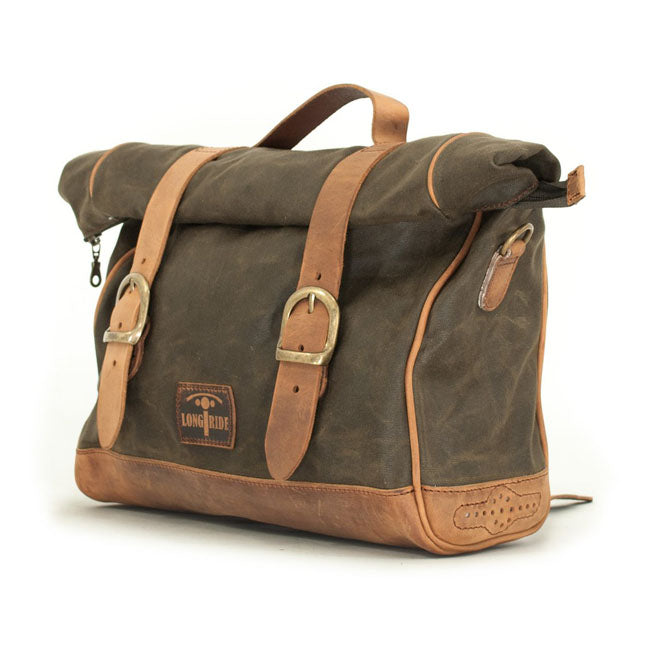 Longride, ''Old Chopper'' waxed cotton saddlebag Khaki