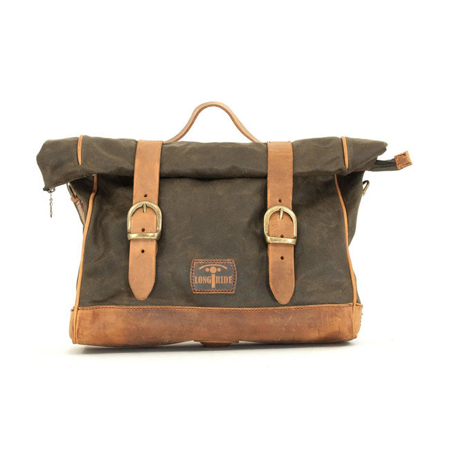Longride, ''Old Chopper'' waxed cotton saddlebag Khaki