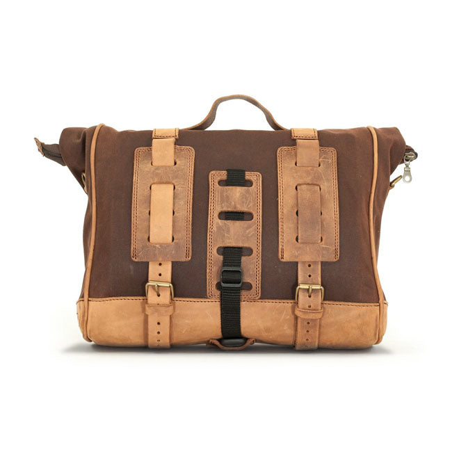Longride, ''Old Chopper'' waxed cotton saddlebag Marron Brown