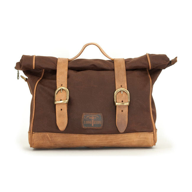 Longride, ''Old Chopper'' waxed cotton saddlebag Marron Brown