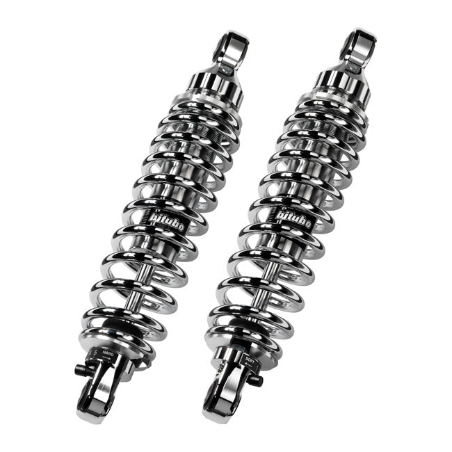 Bitubo, WME dual shock absorber set. Chrome. 336mm