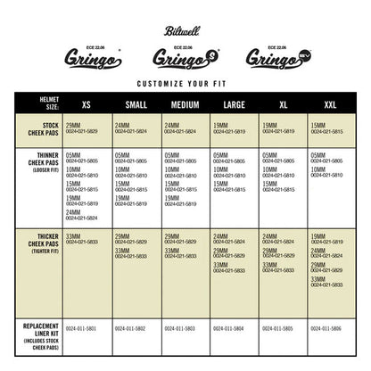 Biltwell Gringo / S / SV 22.06 cheek pad set - 33mm