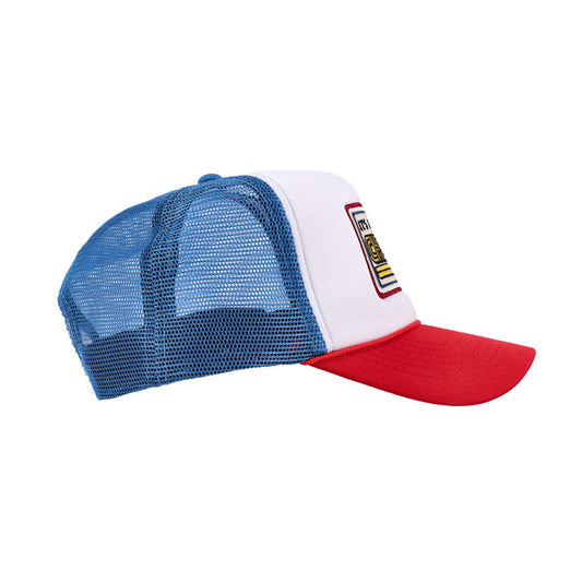 13 1/2 It''s a Chopper Baby trucker cap blue/red/white