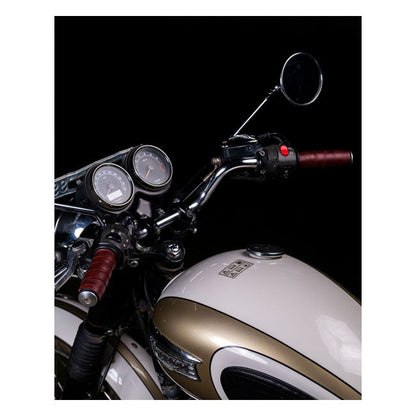 Trip Machine, leather handlebar grip wraps. Cherry red
