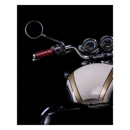 Trip Machine, leather handlebar grip wraps. Cherry red