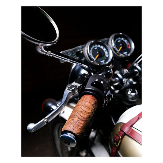 Trip Machine, handlebar grip wraps. Tobacco perforated