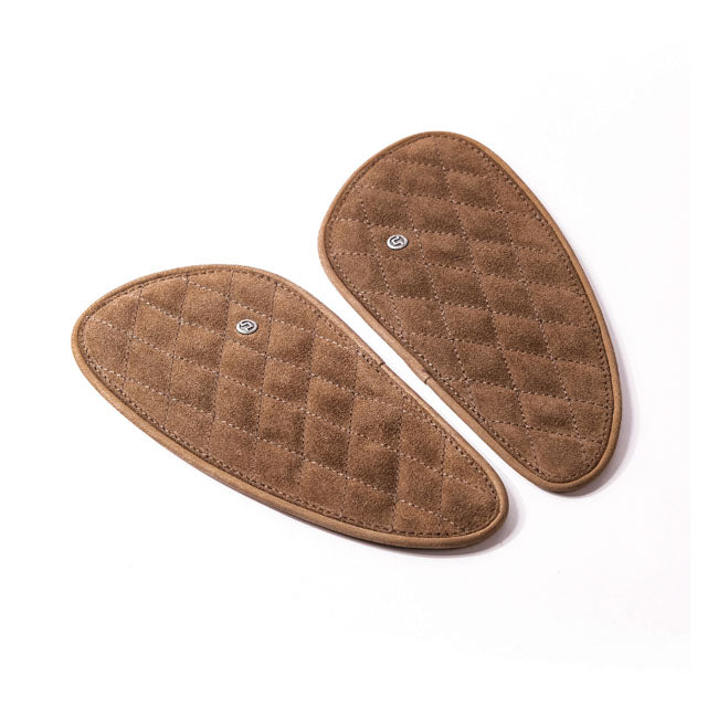 Trip Machine, Diamond leather gas tank pad set. S Tobacco