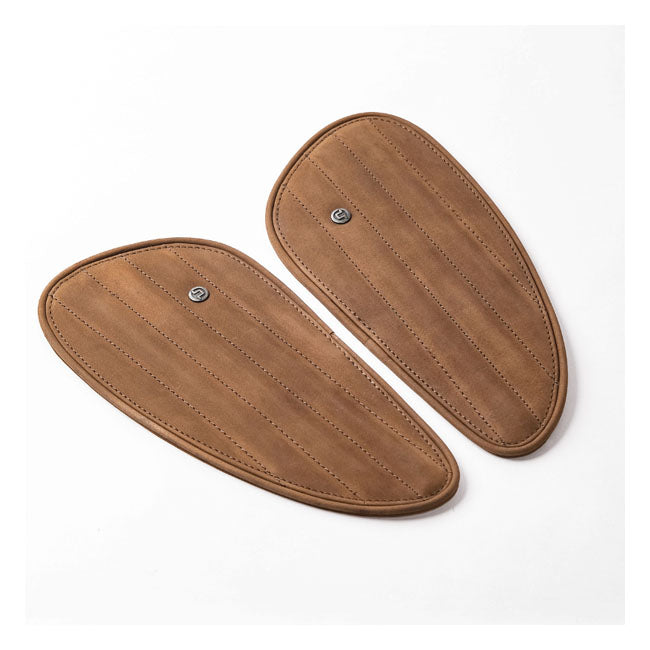 Trip Machine, Classic leather tank pad set. Tobacco