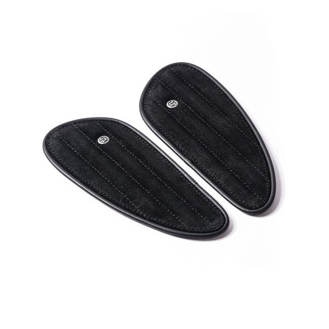 Trip Machine, Mini Classic leather tank pads. Black suede