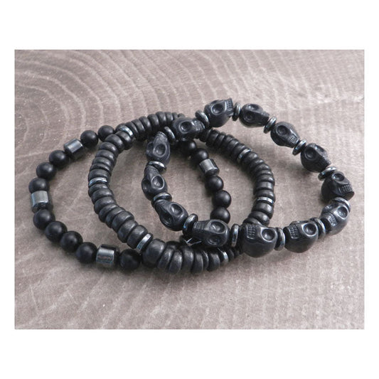 Amigaz Stone Skull 3 pack with Hematite Accent