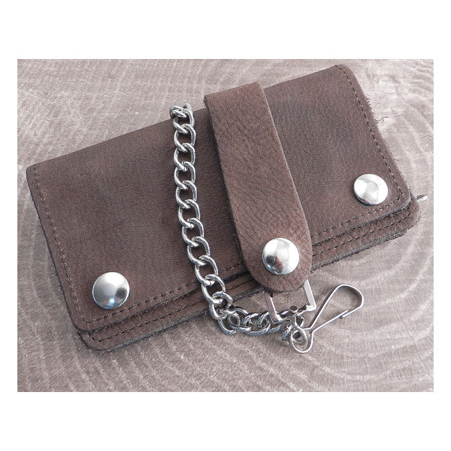 Amigaz Chain Wallet Brown Leather Soft 6"