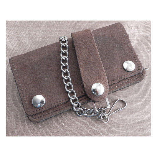 Amigaz Chain Wallet Brown Leather Soft 6"