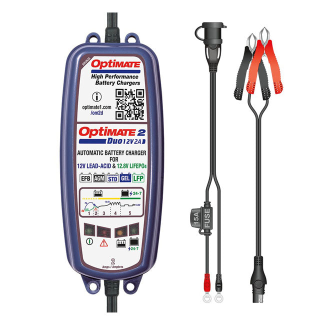 Tecmate, Optimate, 2 Duo 12V battery charger. Bronze