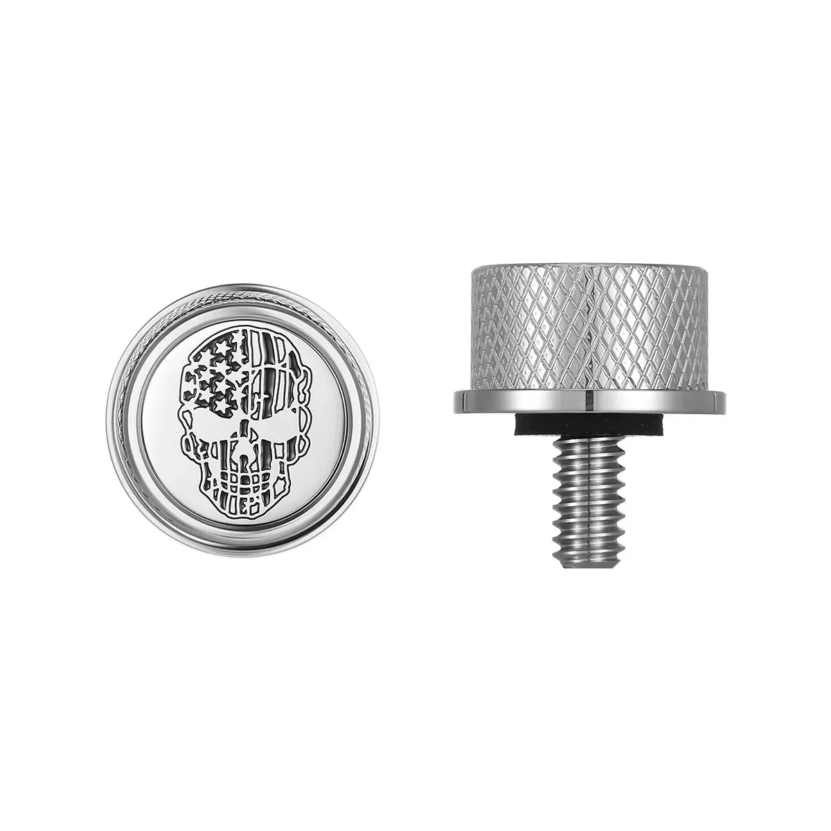 Stainless-Steel Contrast Cut American Flag Skull Seat Screw - image 1
