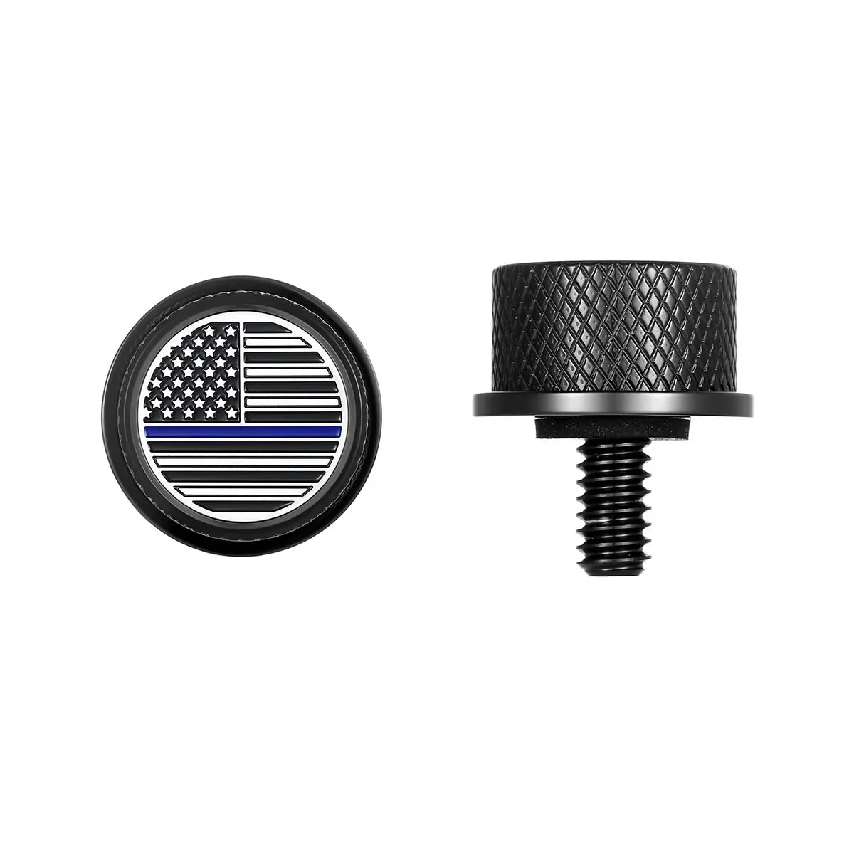 Stainless-Steel in Black Blue Line American Flag Seat Screw - image 1