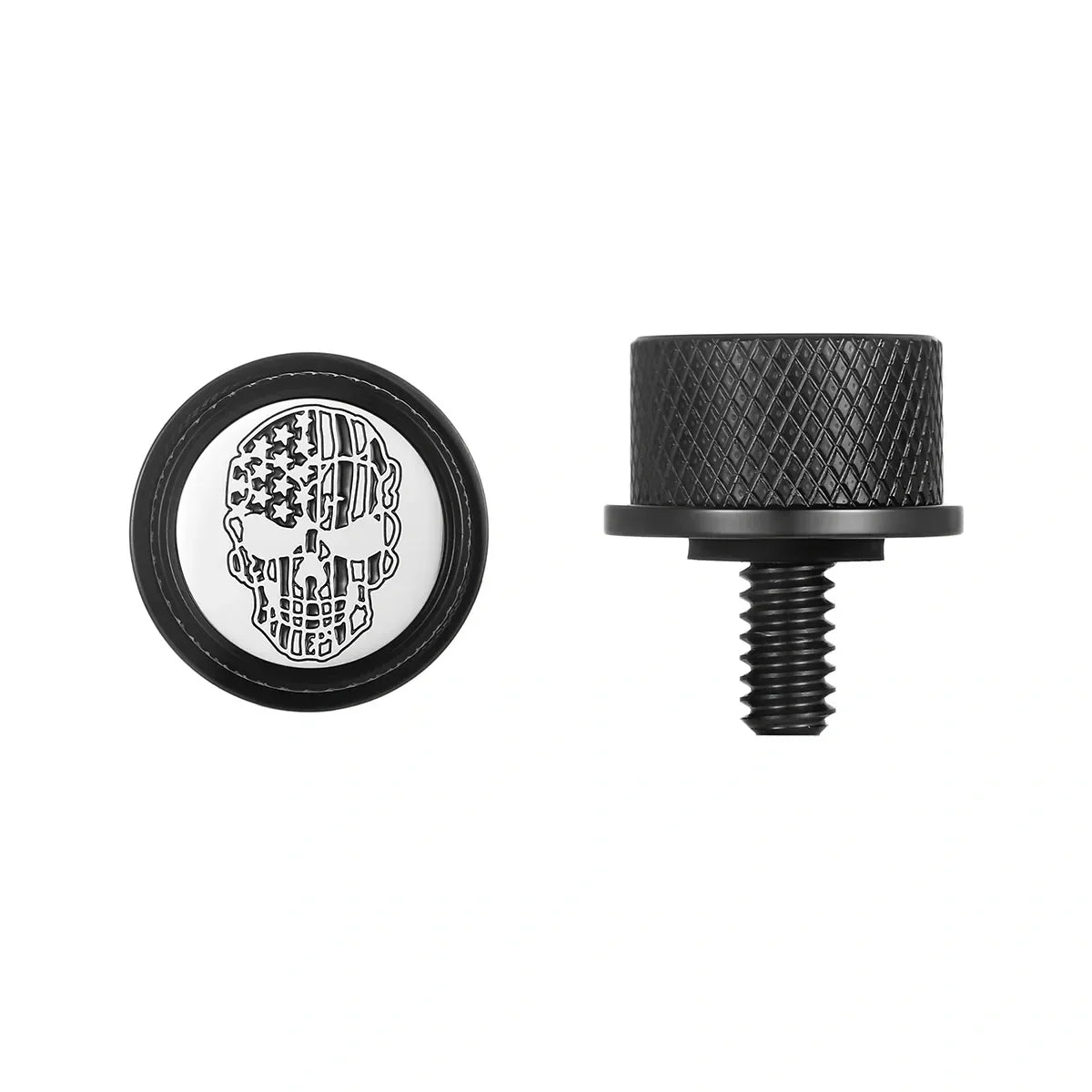 Stainless-Steel in Black Contrast Cut American Flag Skull Seat Screw - image 1