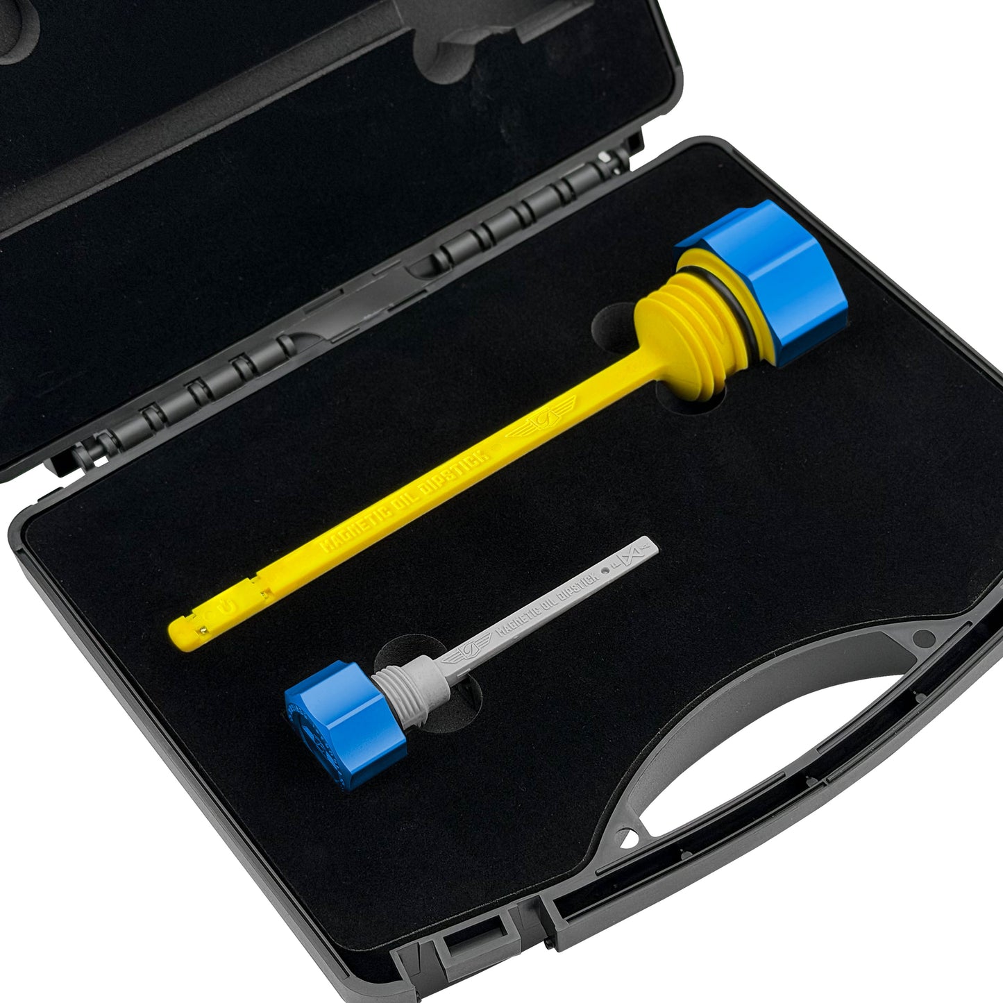 Performance Magnetic Dipstick Kit for Harley-Davidson M8 (2017-2026) - Curved Blue - image 1