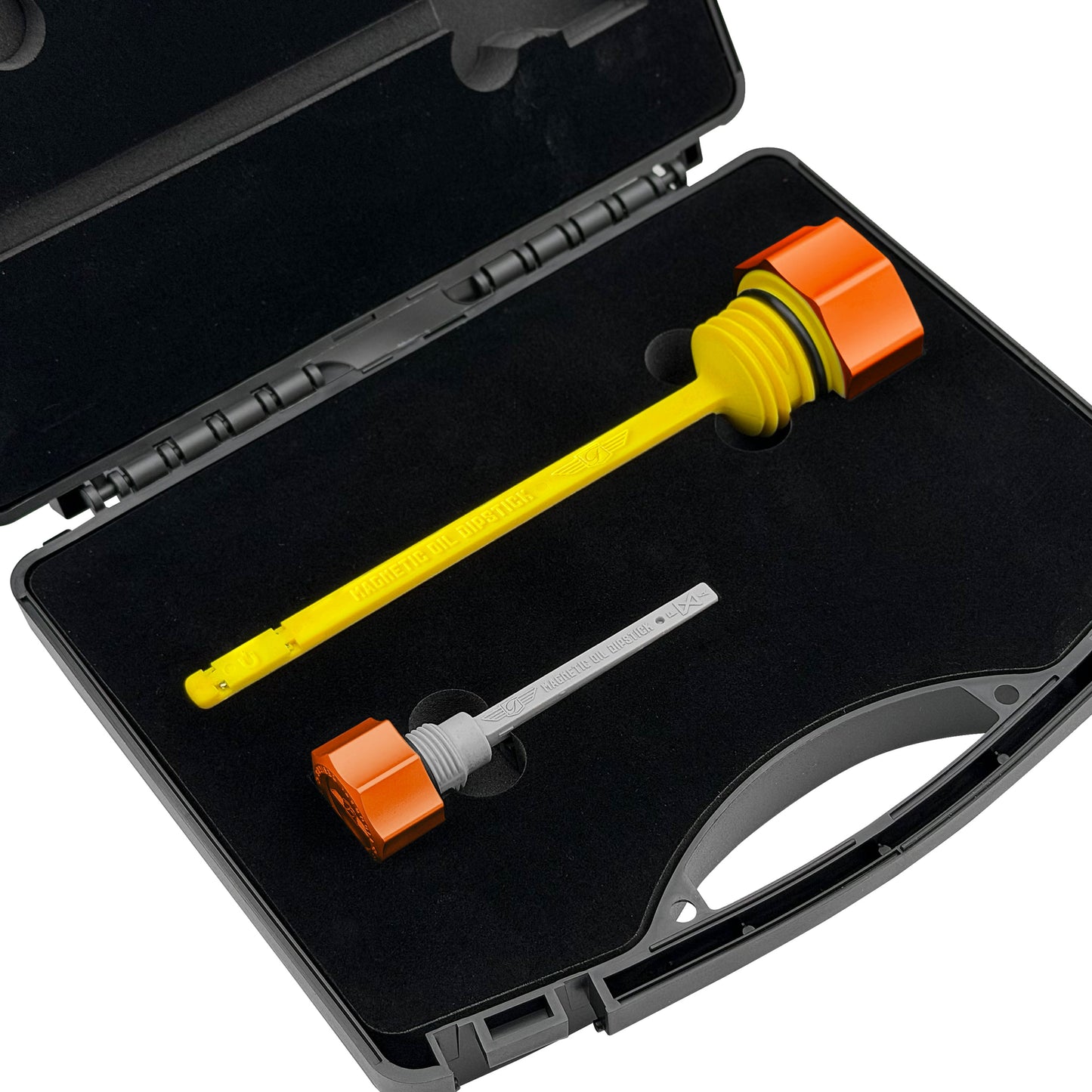 Performance Magnetic Dipstick Kit for Harley-Davidson M8 (2017-2026) - Curved Orange - image 1