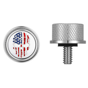 Stainless-Steel Red, White and Blue American Flag Skull Seat Screw - image 1