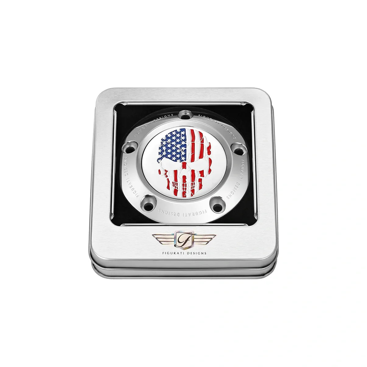 Harley-Davidson Stainless-Steel Red White and Blue American Flag - Reversed Twin Cam Timing Cover - image 3