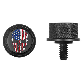 Stainless-Steel Red, White and Blue American Flag Skull Seat Screw in Black - image 1
