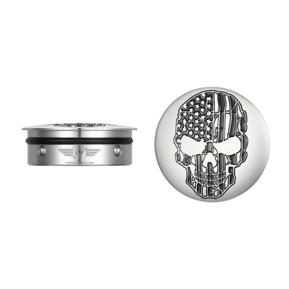 Harley-Davidson Stainless-Steel / Black Swing Arm Covers American Flag Skull - image 1